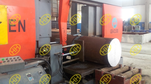 raw material steel cutting of rolled forged ring flange in haihao workshop